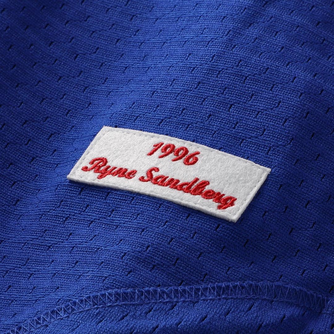 Men's Chicago Cubs Ryne Sandberg Royal 1996 Mesh Batting Practice Button-Up Jersey