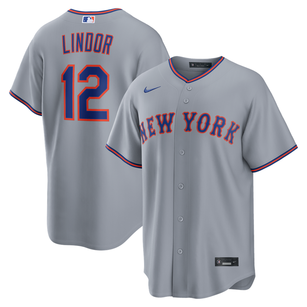 Men's New York Mets Francisco Lindor Gray Road Replica Jersey