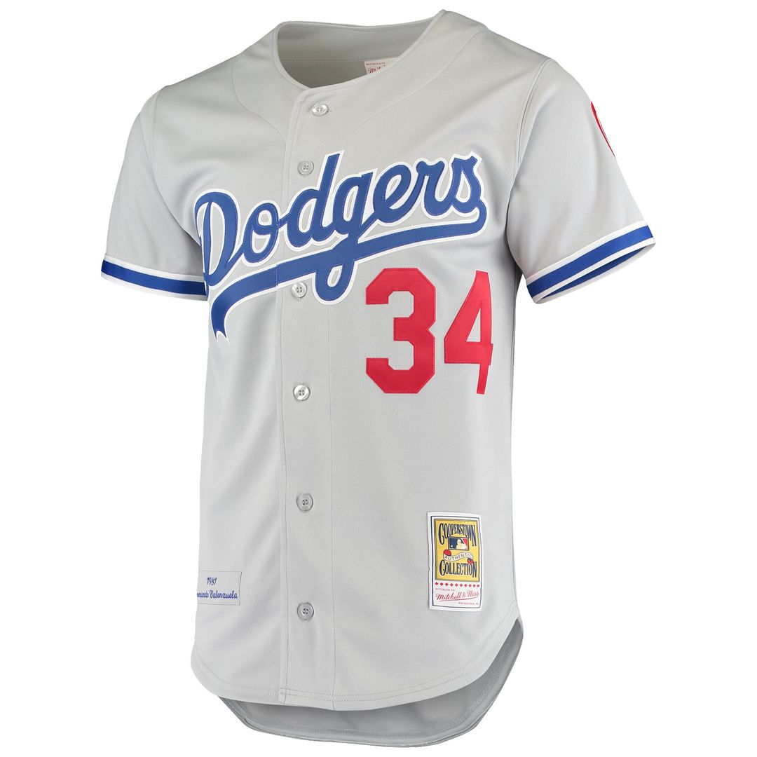 Men's Los Angeles Dodgers Fernando Valenzuela Gray Road 1981 Jersey