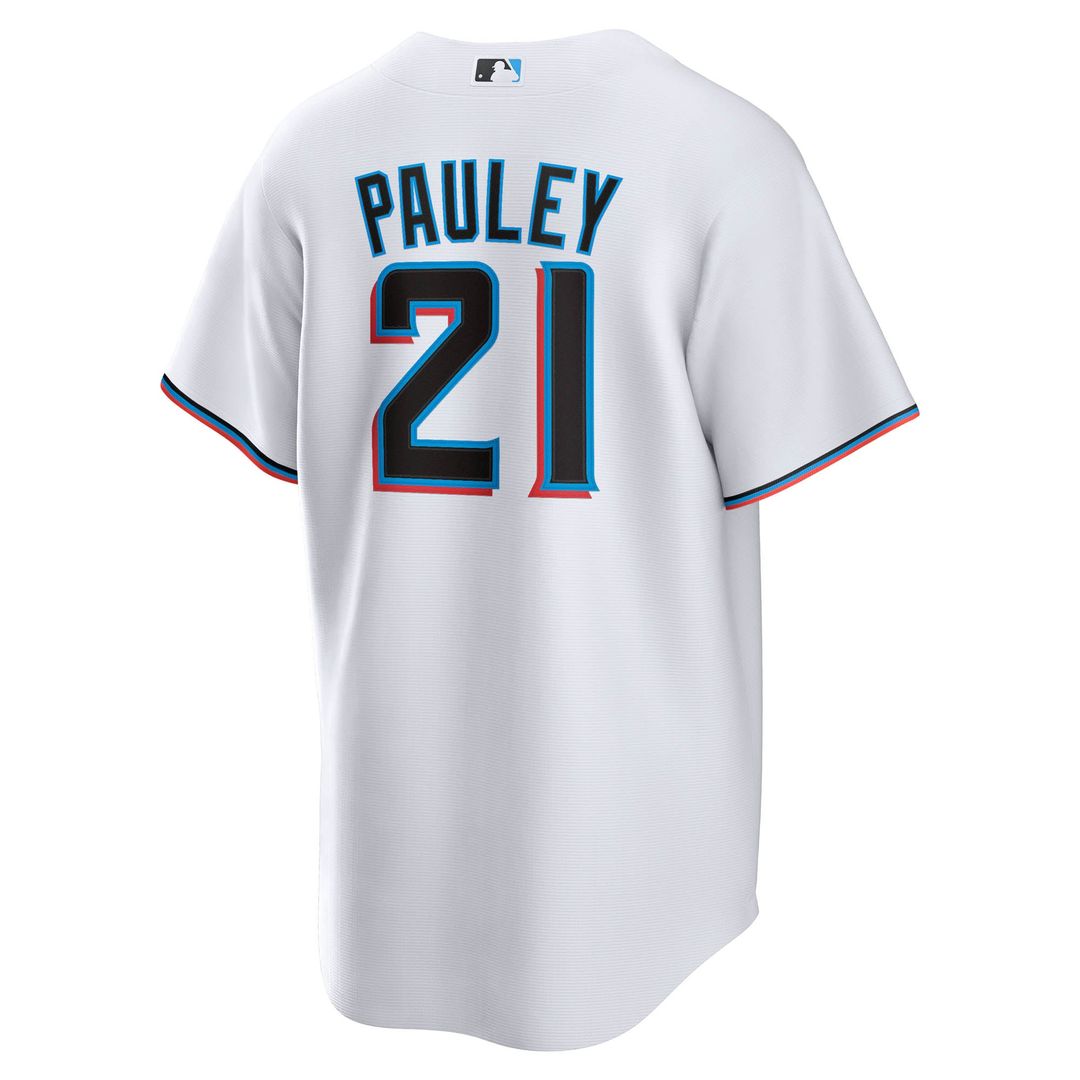 Men's Miami Marlins Graham Pauley White Home Replica Jersey