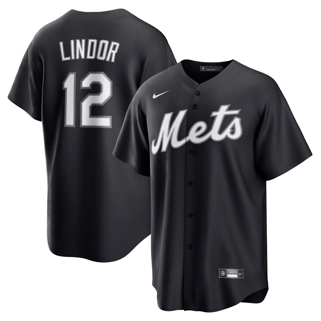 Men's New York Mets Francisco Lindor Black Replica Player Jersey