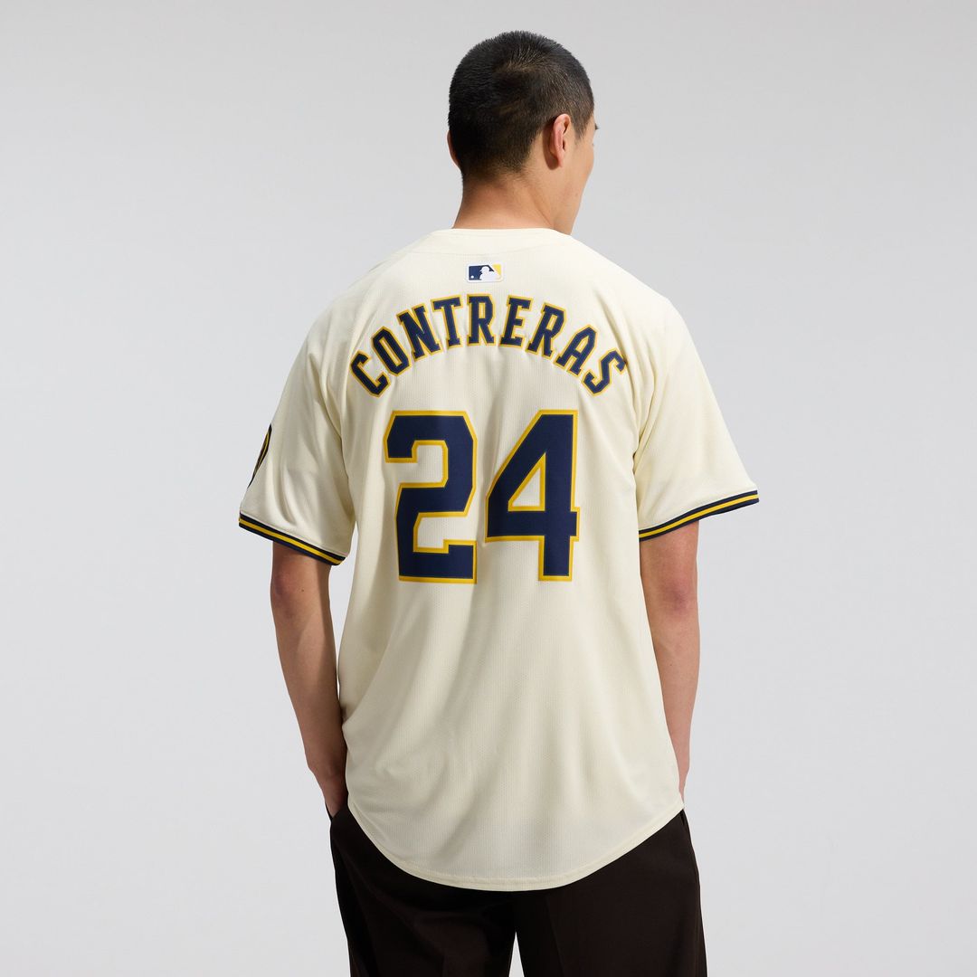 Men's Milwaukee Brewers William Contreras Cream Home Player Jersey