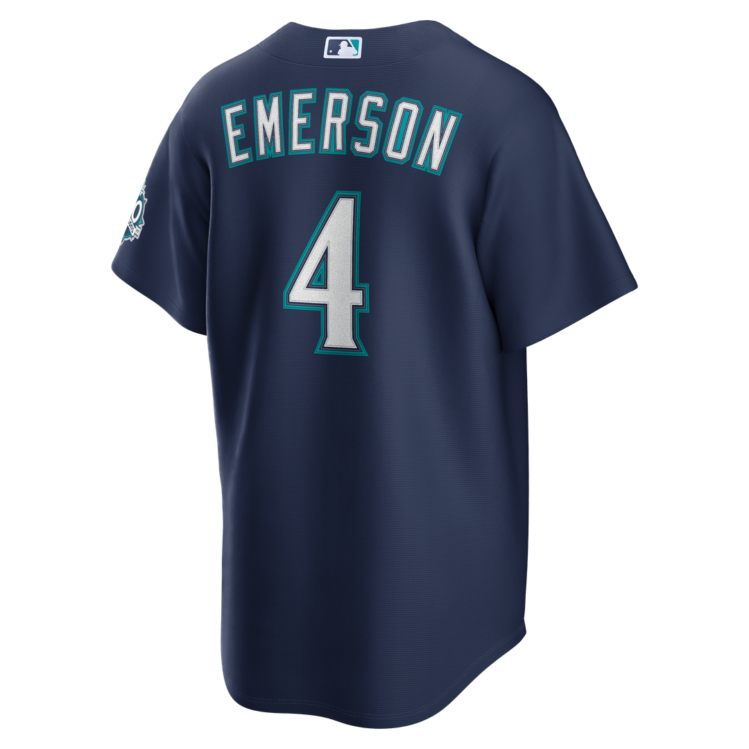 Men's Seattle Mariners Colt Emerson Navy Road 50th Season Anniversary Patch Stadium Jersey