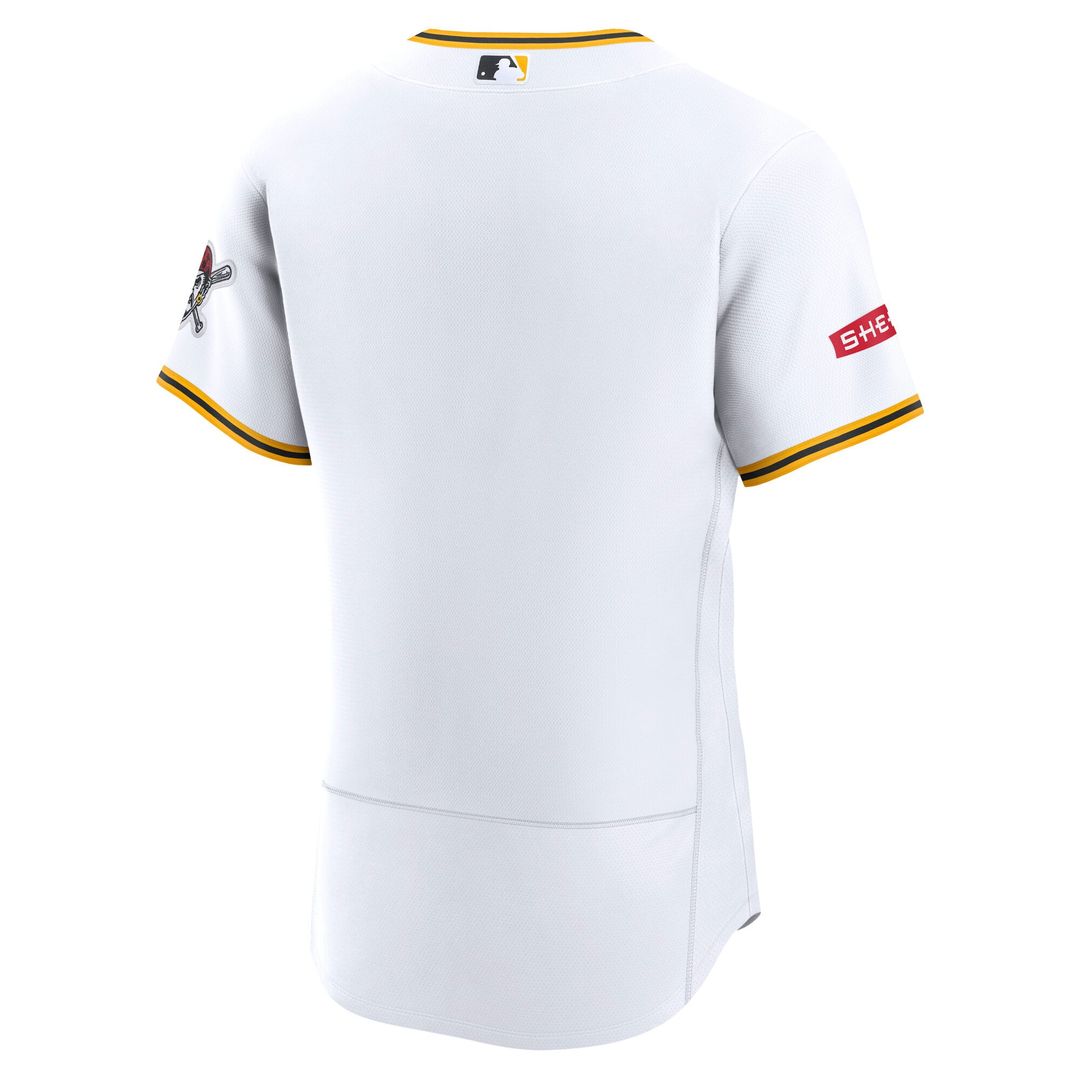 Men's Pittsburgh Pirates White Home Sponsor Patch Jersey