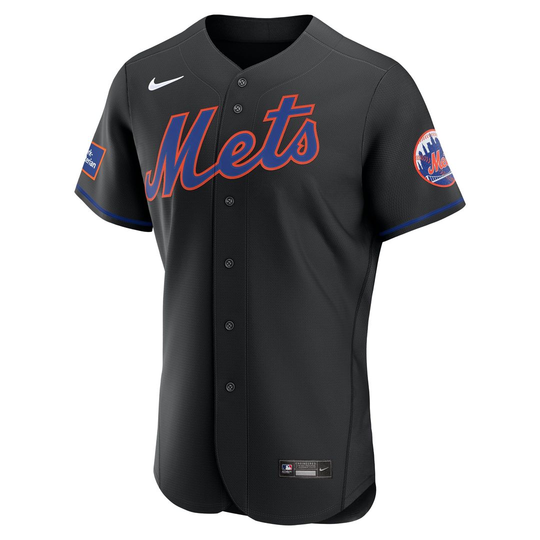 Men's New York Mets Black Alternate Sponsor Patch Jersey