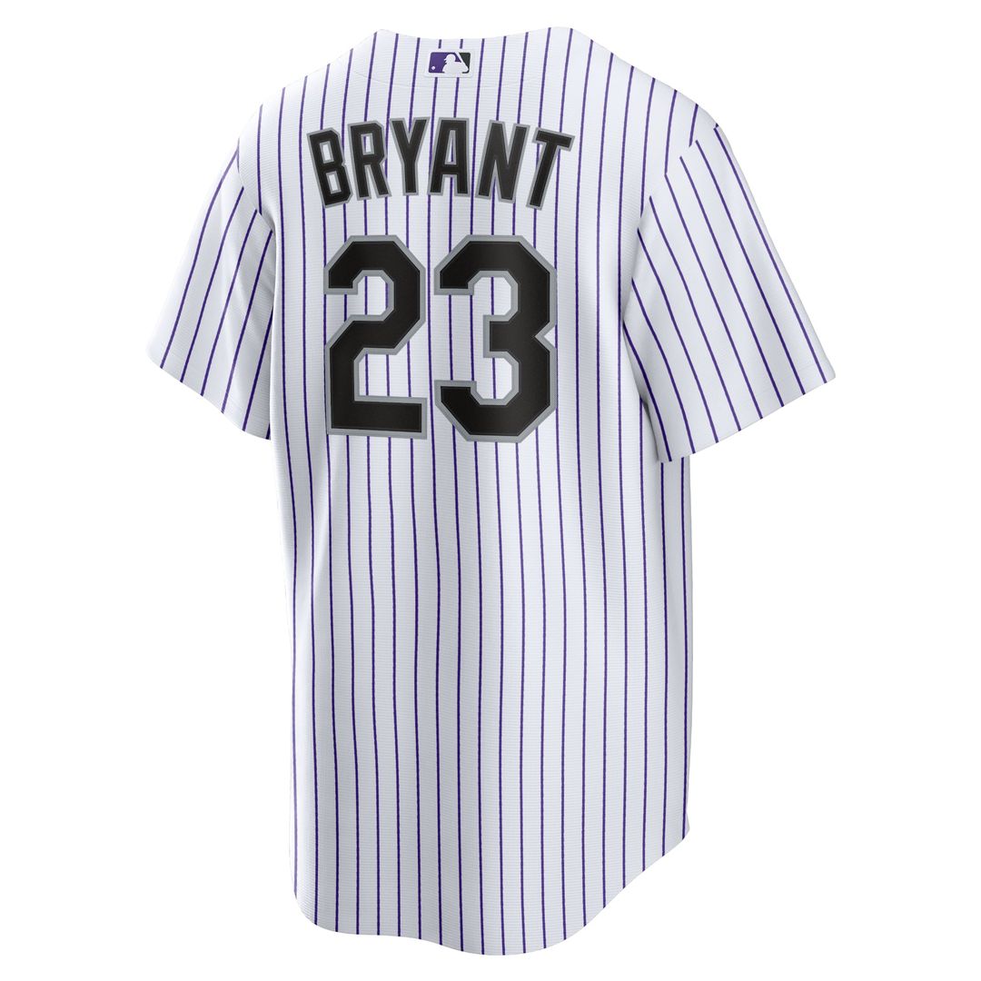 Men's Colorado Rockies Kris Bryant White/Purple Replica Player Jersey
