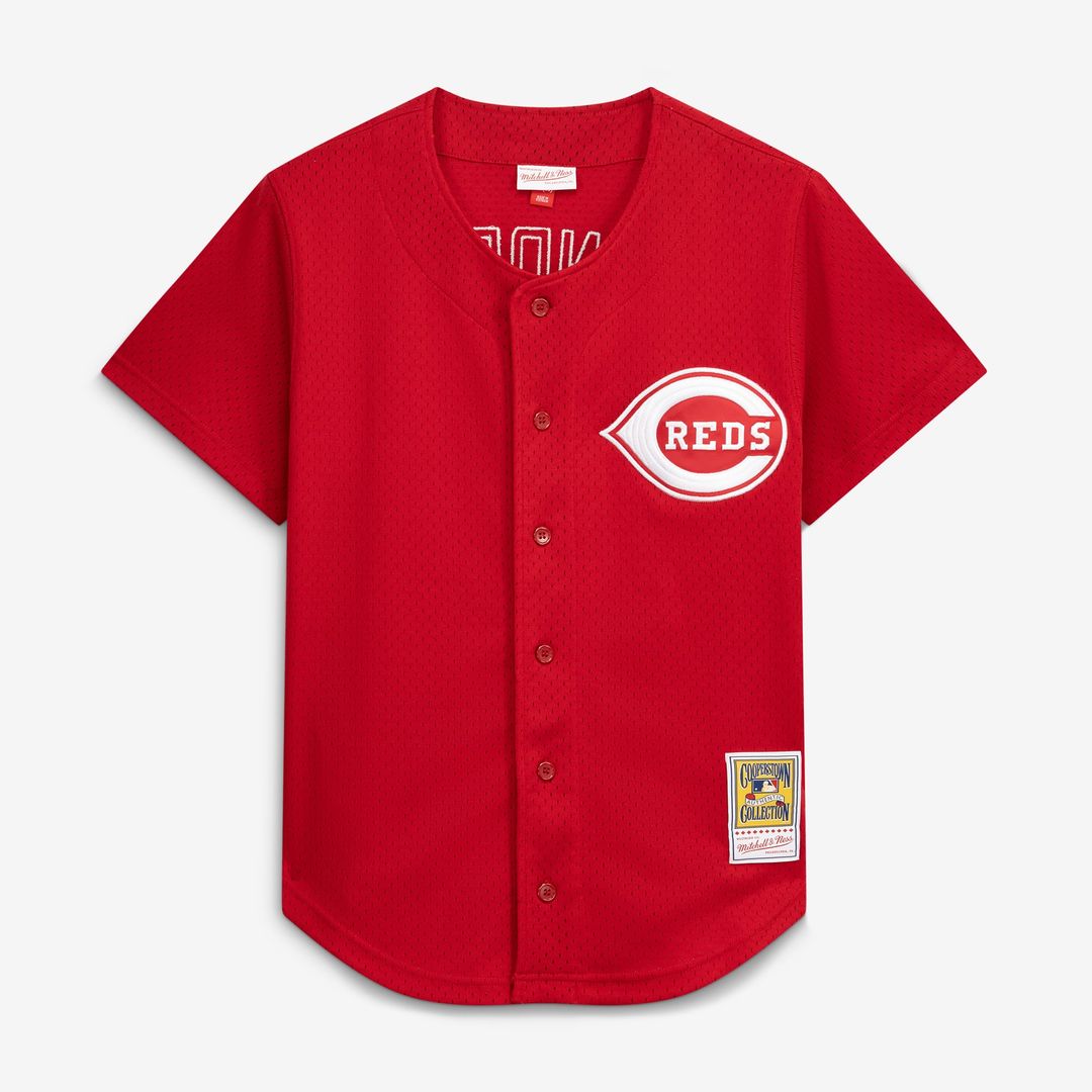 Men's Cincinnati Reds Deion Sanders Red Mesh Batting Practice Button-Up Jersey
