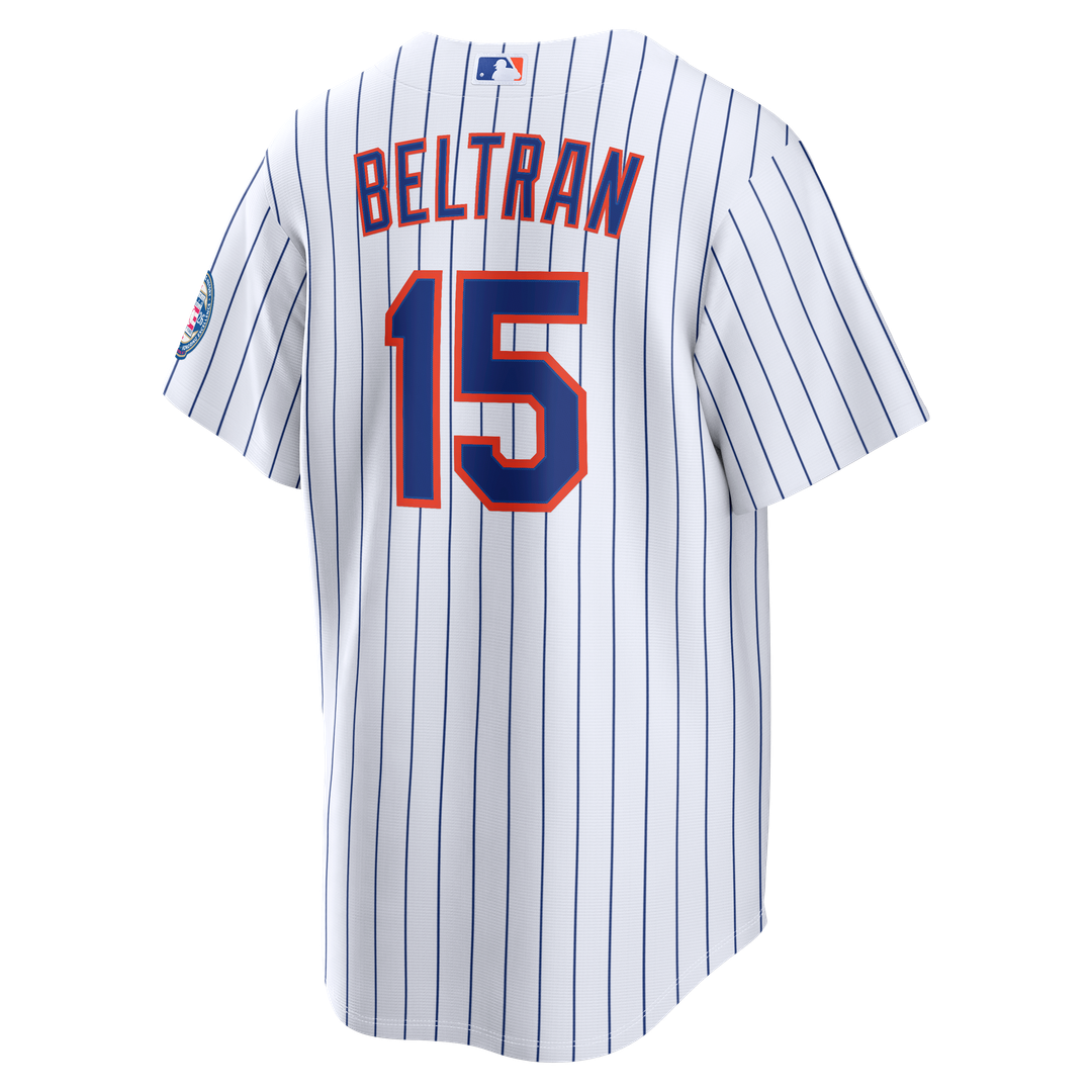 Men's New York Mets Carlos Beltran White Home Replica 2026 Hall of Fame Patch Jersey