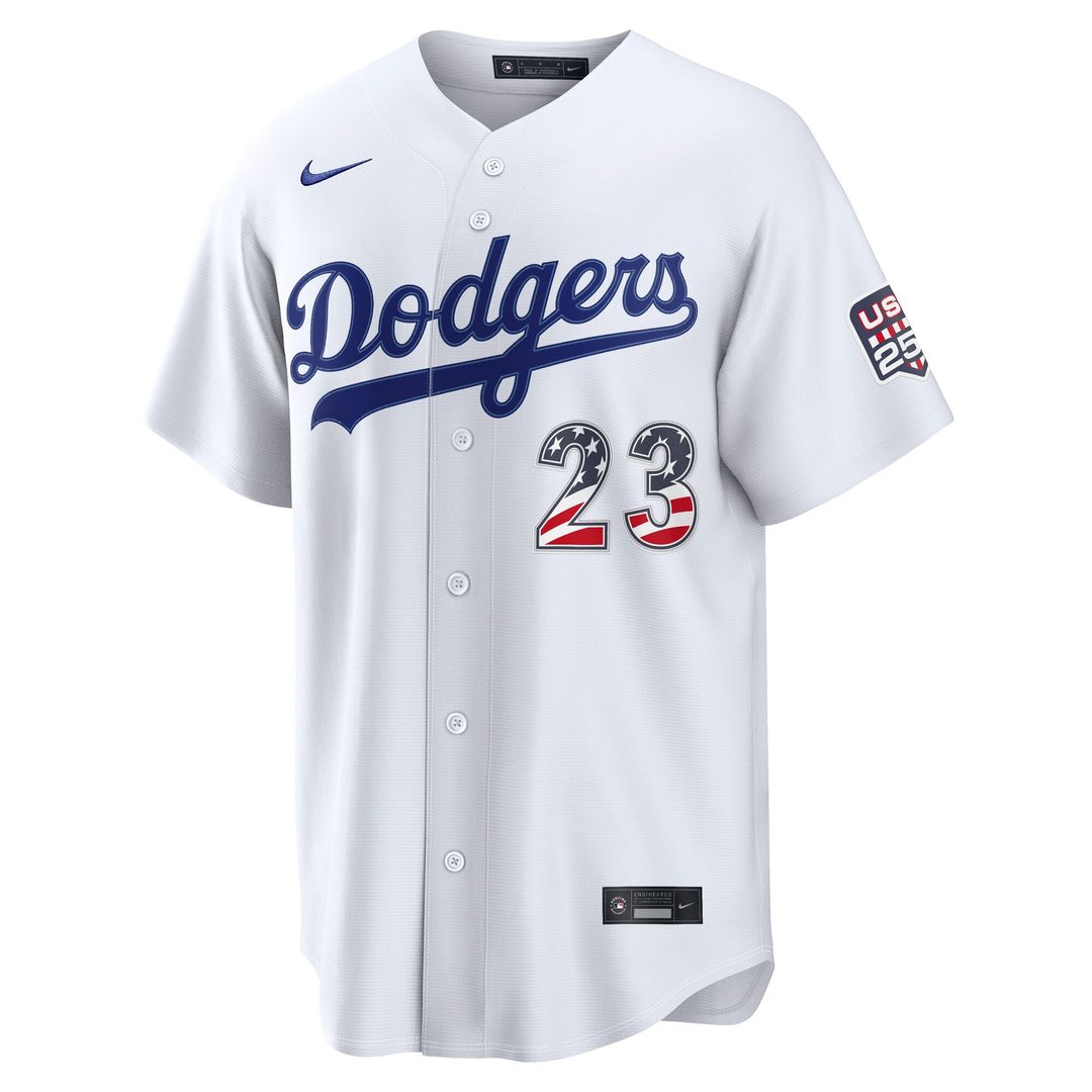 Fourth of July Men's Los Angeles Dodgers Kyle Tucker White USA 250 Stadium Jersey