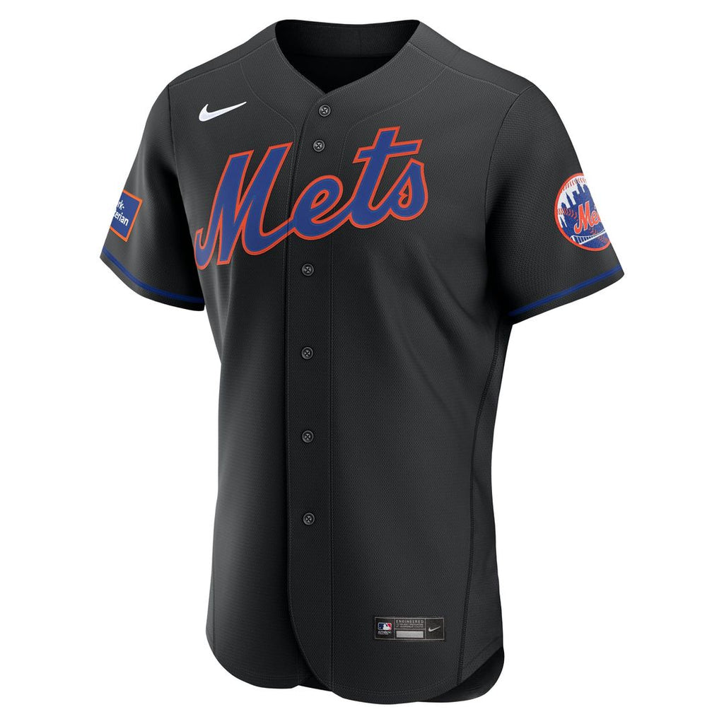 Men's New York Mets Black Alternate Sponsor Patch Jersey