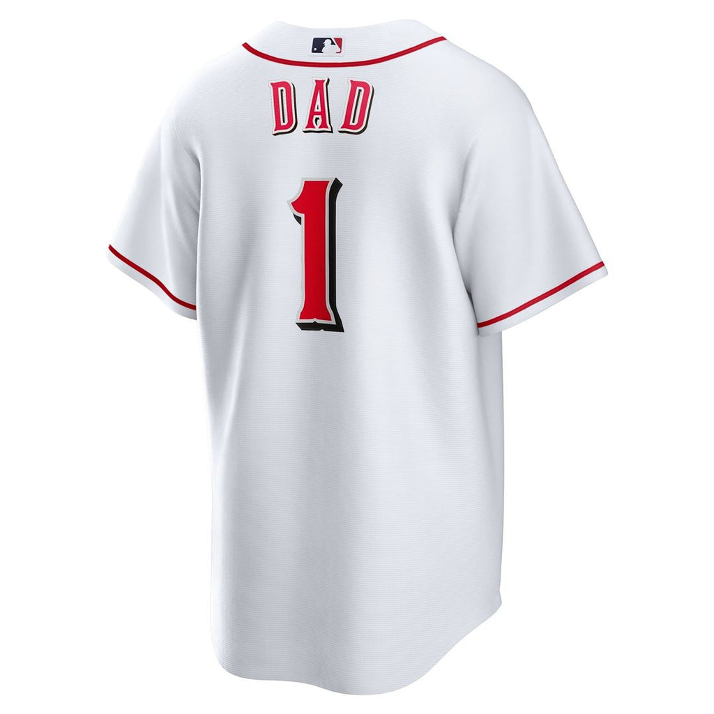 Men's Cincinnati Reds White #1 Dad Home Replica Jersey