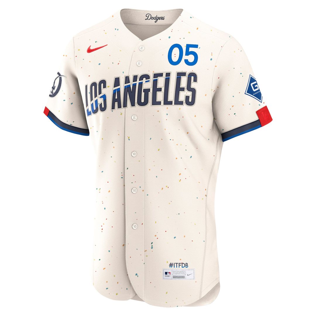 Men's Los Angeles Dodgers Freddie Freeman Cream City Connect Sponsor Patch Jersey