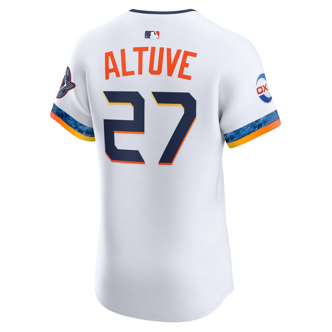 Men's Houston Astros Jose Altuve White 2025 City Connect Elite Player Jersey