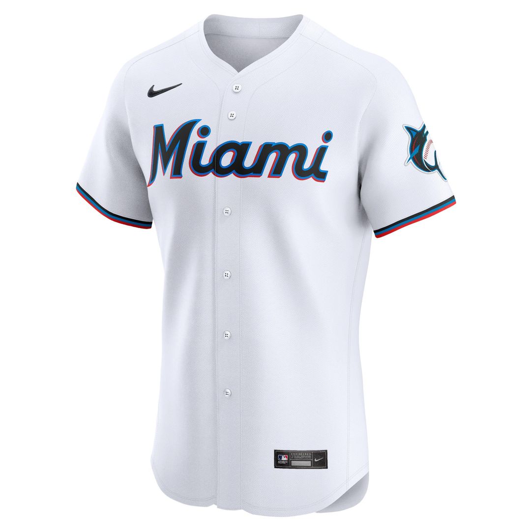 Men's Miami Marlins Eury Perez White Home Elite Player Jersey