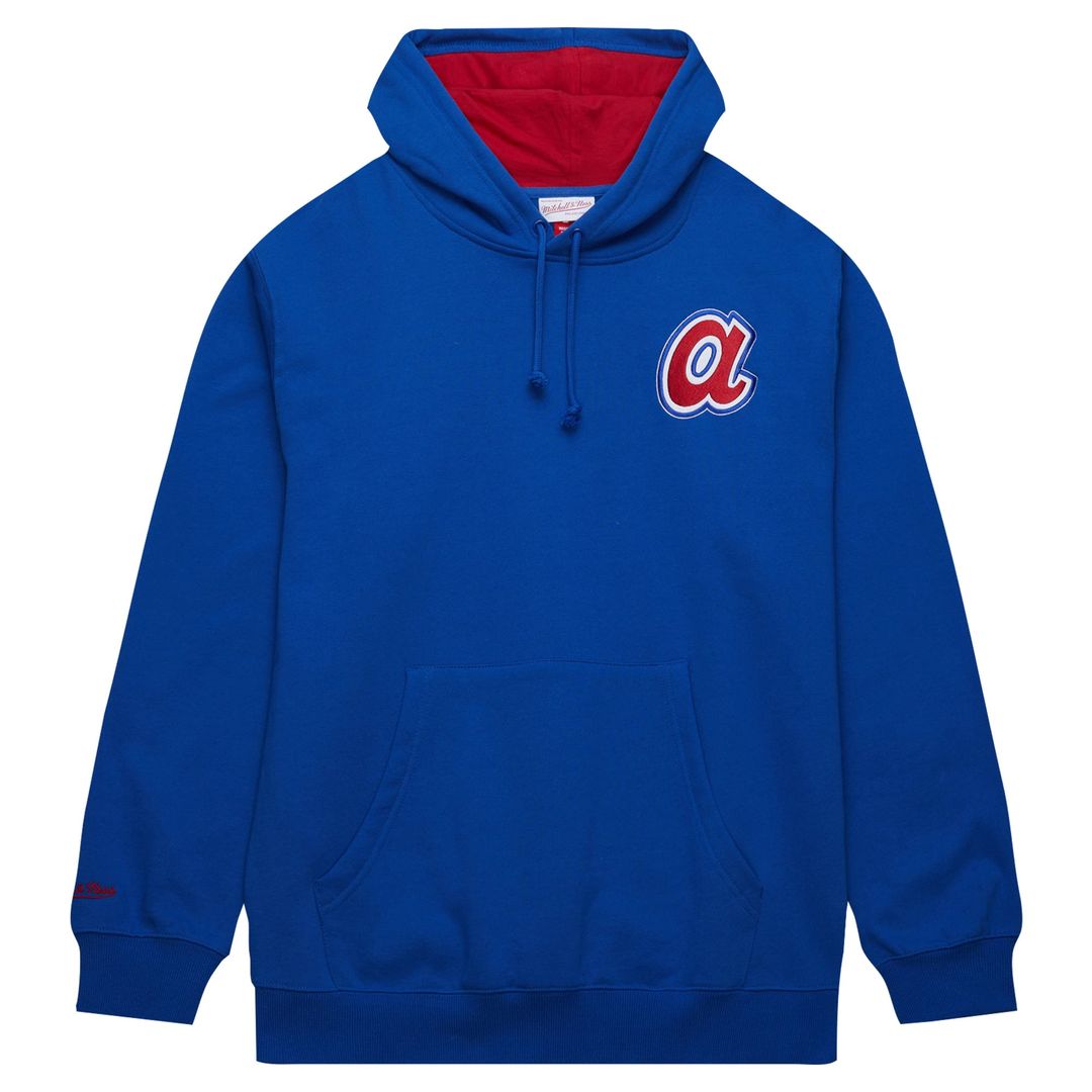 Men's Atlanta Braves Hank Aaron Royal Vintage Logo Name & Number Pullover Hoodie
