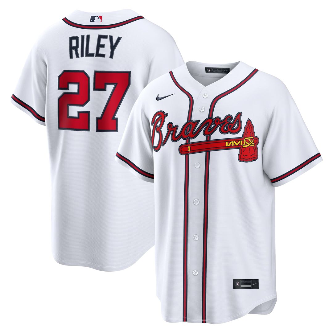 Men's Atlanta Braves Austin Riley White Home Replica Jersey