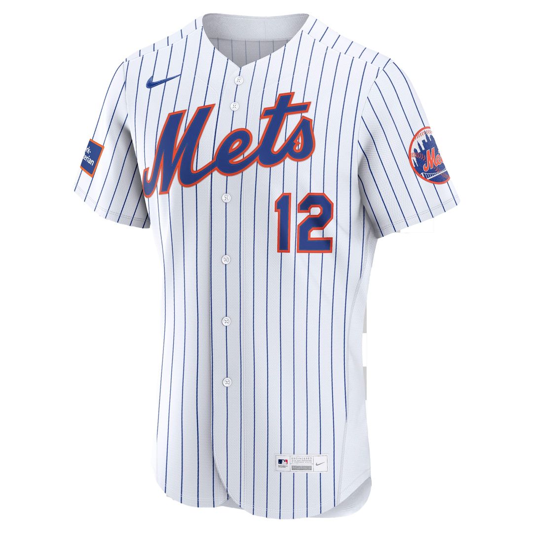 Men's New York Mets Francisco Lindor White Home Sponsor Patch Jersey