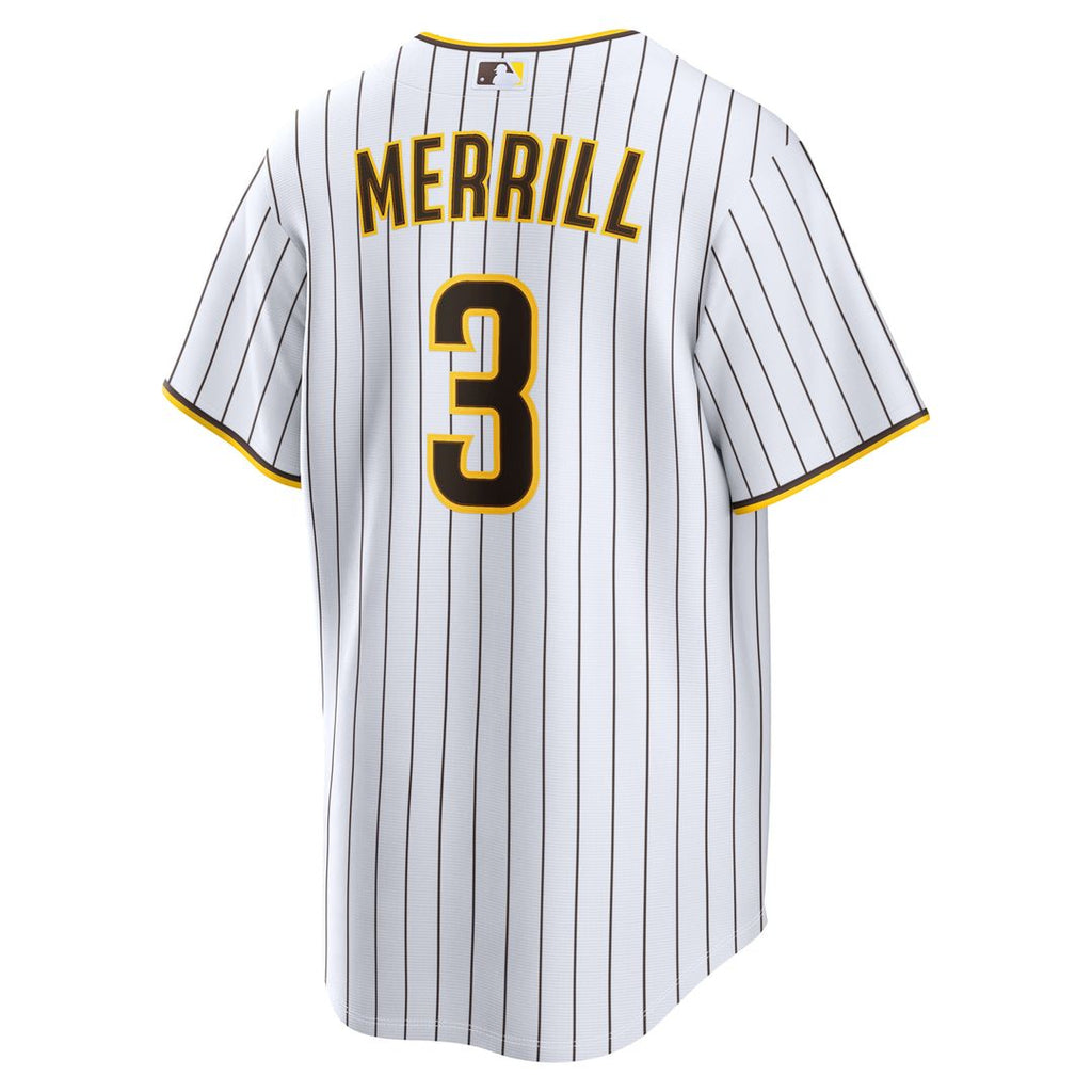 Men's San Diego Padres Jackson Merrill White Home Replica Player Jersey