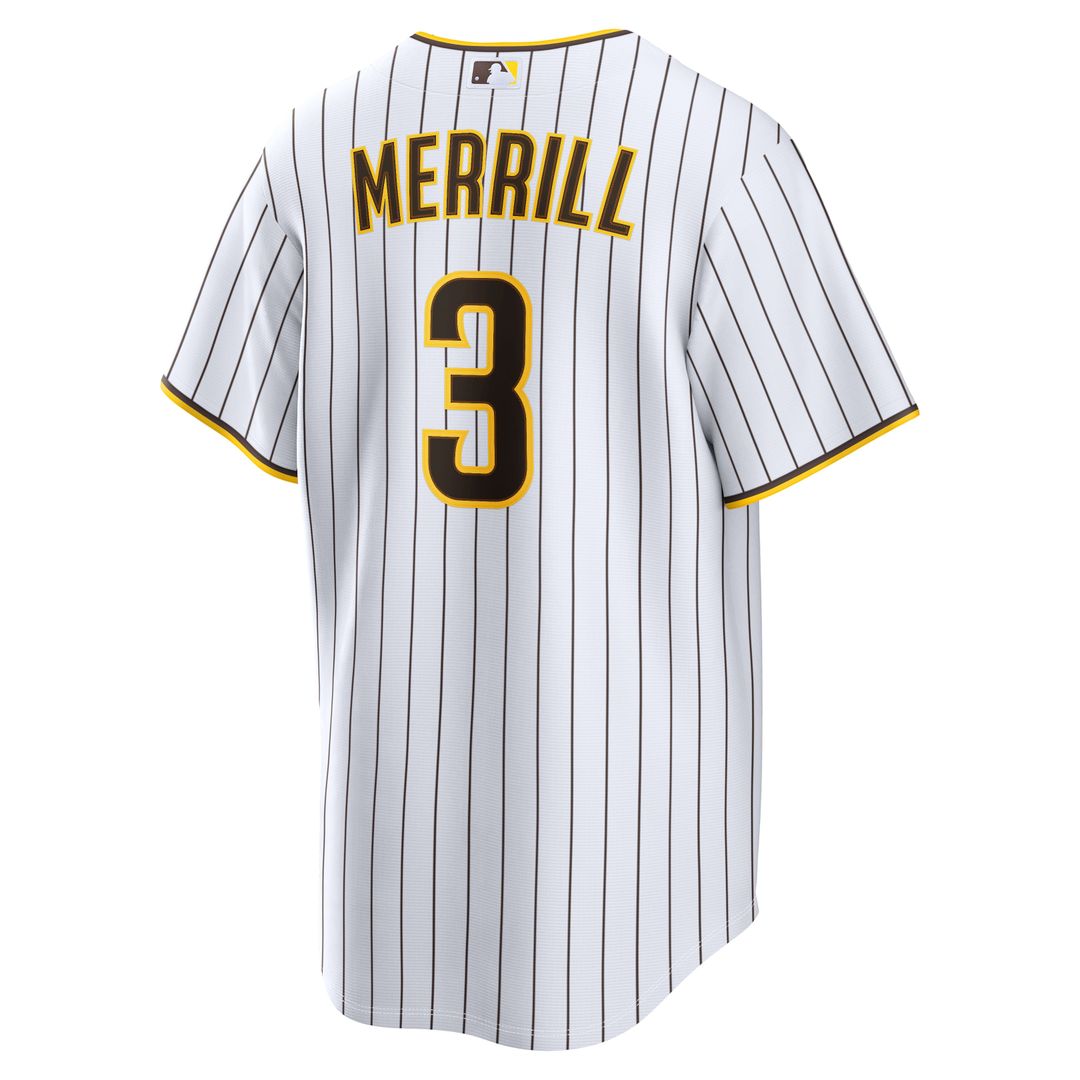 Men's San Diego Padres Jackson Merrill White Home Replica Player Jersey
