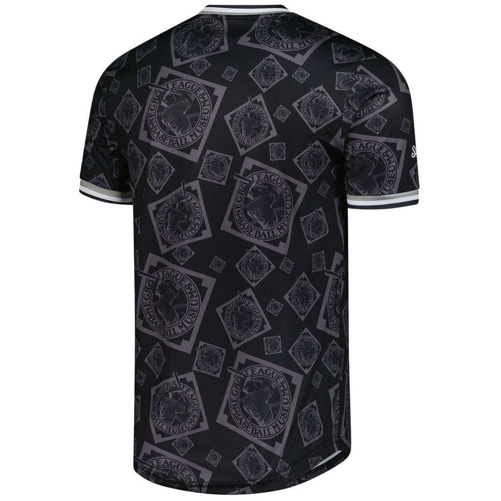 Men's Negro League Baseball Black Allover Print V-Neck Baseball Jersey