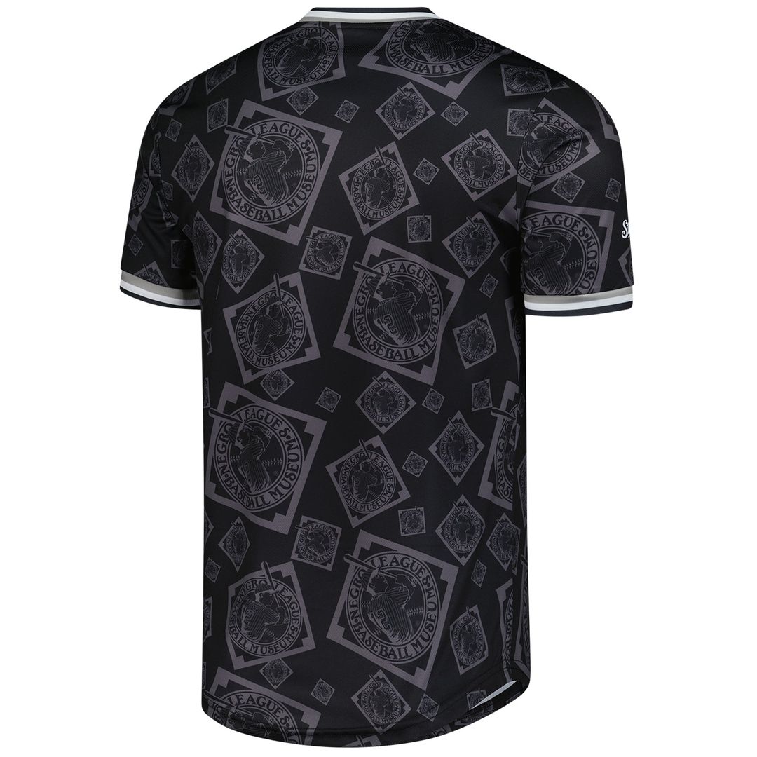 Men's Negro League Baseball Black Allover Print V-Neck Baseball Jersey