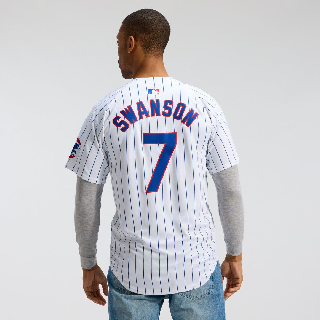 Men's Chicago Cubs Dansby Swanson White Home Player Jersey
