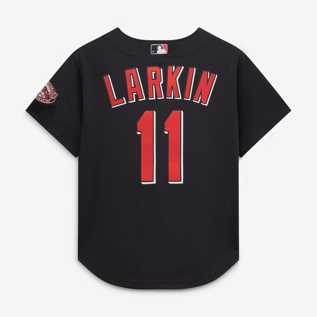 Men's Cincinnati Reds Barry Larkin Red Throwback Mesh Batting Practice Jersey