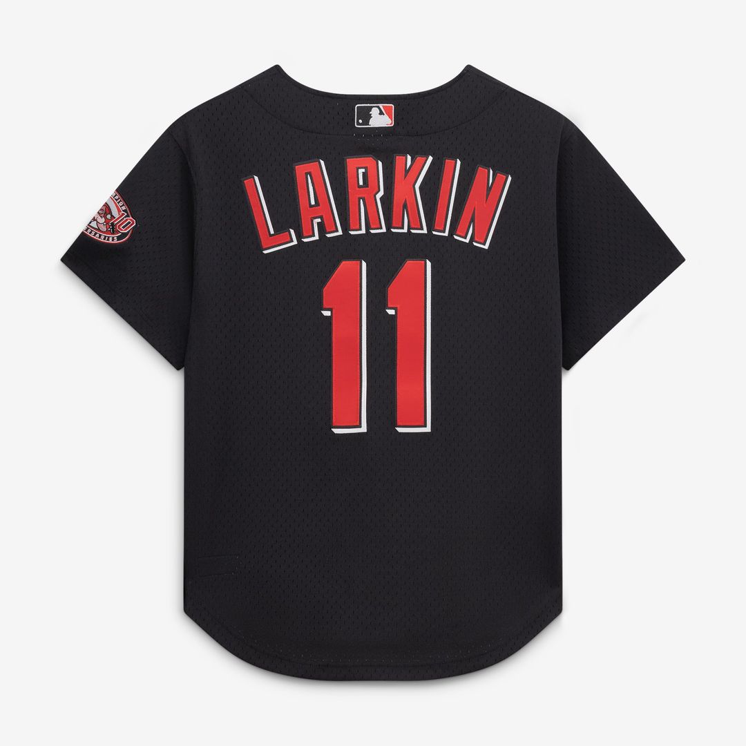 Men's Cincinnati Reds Barry Larkin Red Throwback Mesh Batting Practice Jersey