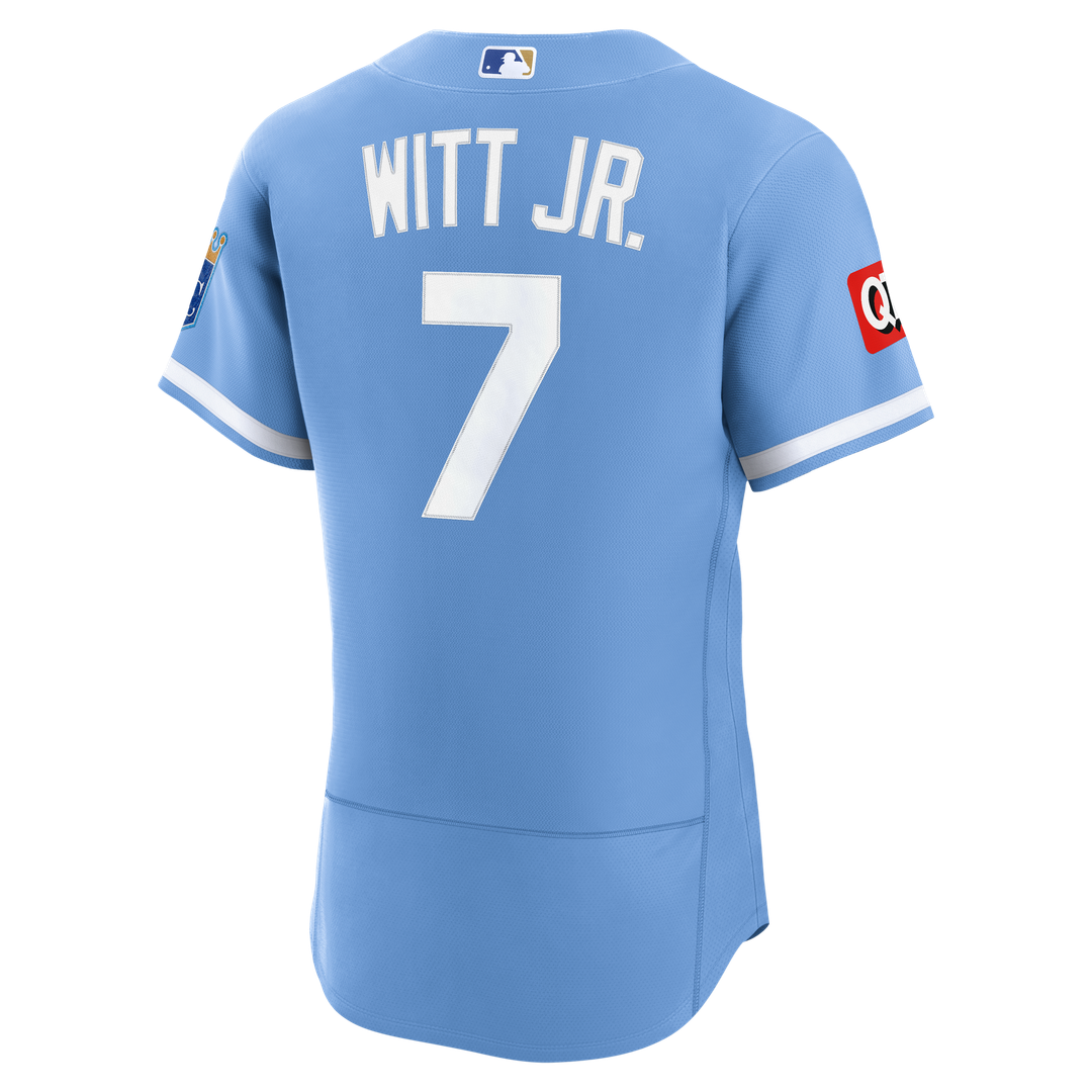 Men's Kansas City Royals Bobby Witt Jr. White Home Sponsor Patch Jersey