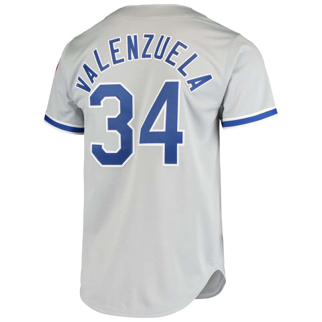 Men's Los Angeles Dodgers Fernando Valenzuela Gray Road 1981 Jersey