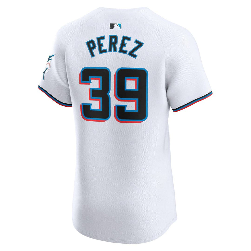 Men's Miami Marlins Eury Perez White Home Elite Player Jersey