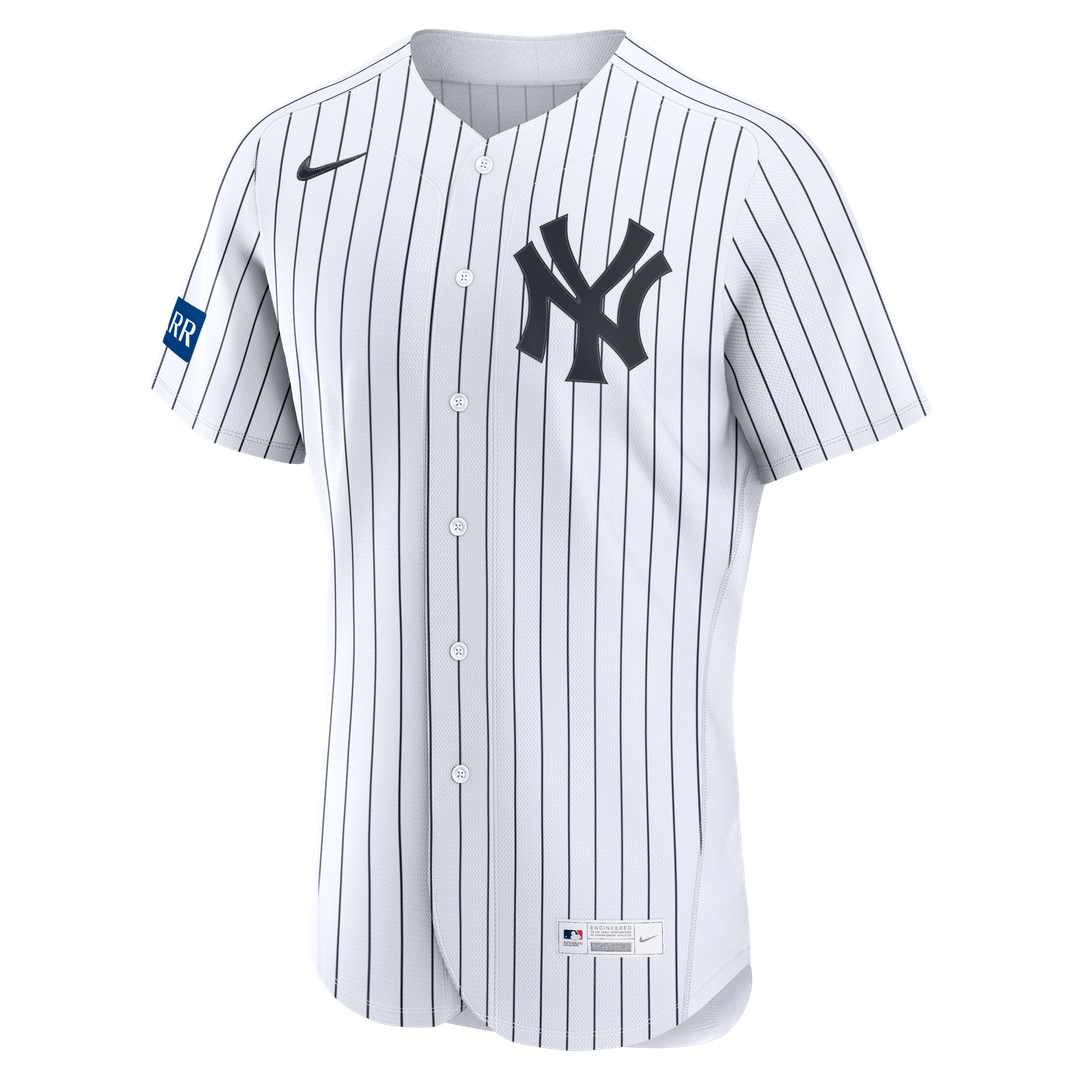 Men's New York Yankees White Home Sponsor Patch Jersey