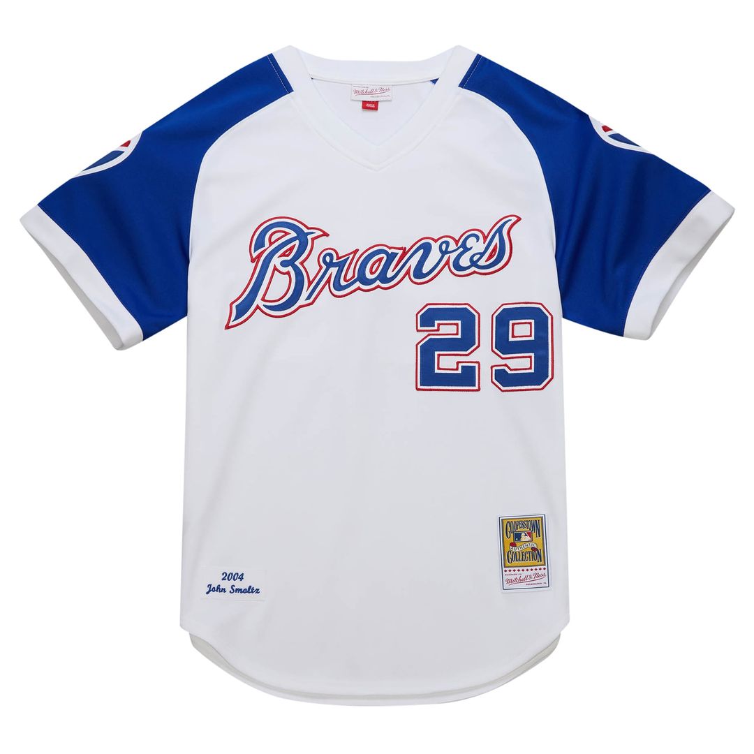 Men's Atlanta Braves John Smoltz White 2004 Throwback Jersey