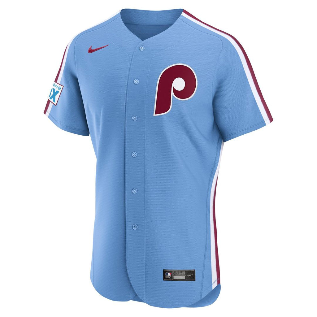 Men's Philadelphia Phillies Light Blue Alternate Sponsor Patch Jersey