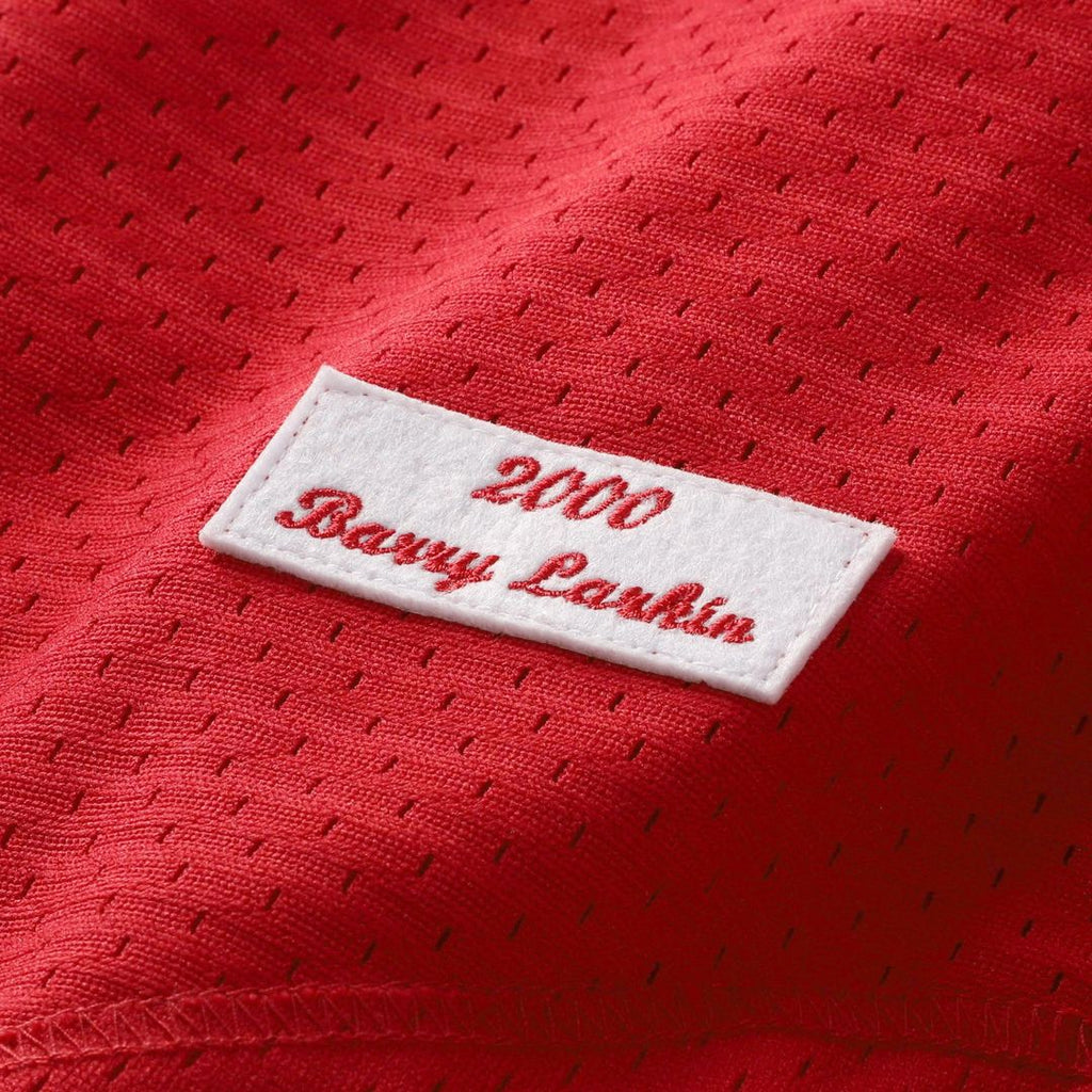 Men's Cincinnati Reds Barry Larkin Red Throwback Mesh Batting Practice Jersey