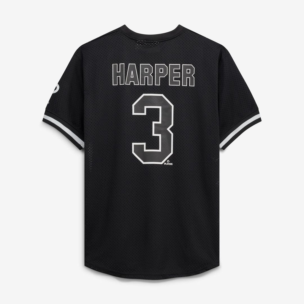 Men's Philadelphia Phillies Bryce Harper Black/White Big & Tall Heavyweight Mesh Jersey