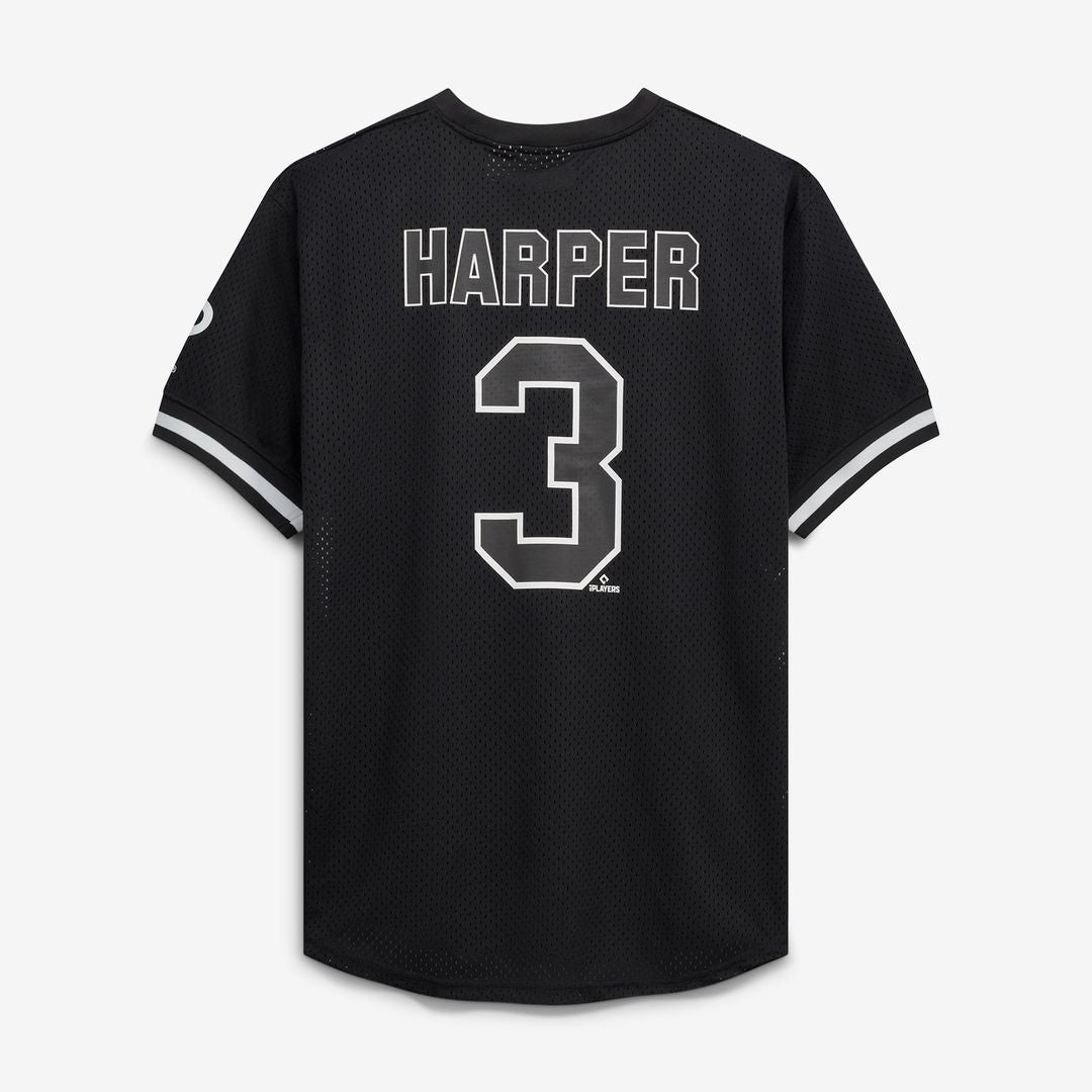 Men's Philadelphia Phillies Bryce Harper Black/White Big & Tall Heavyweight Mesh Jersey