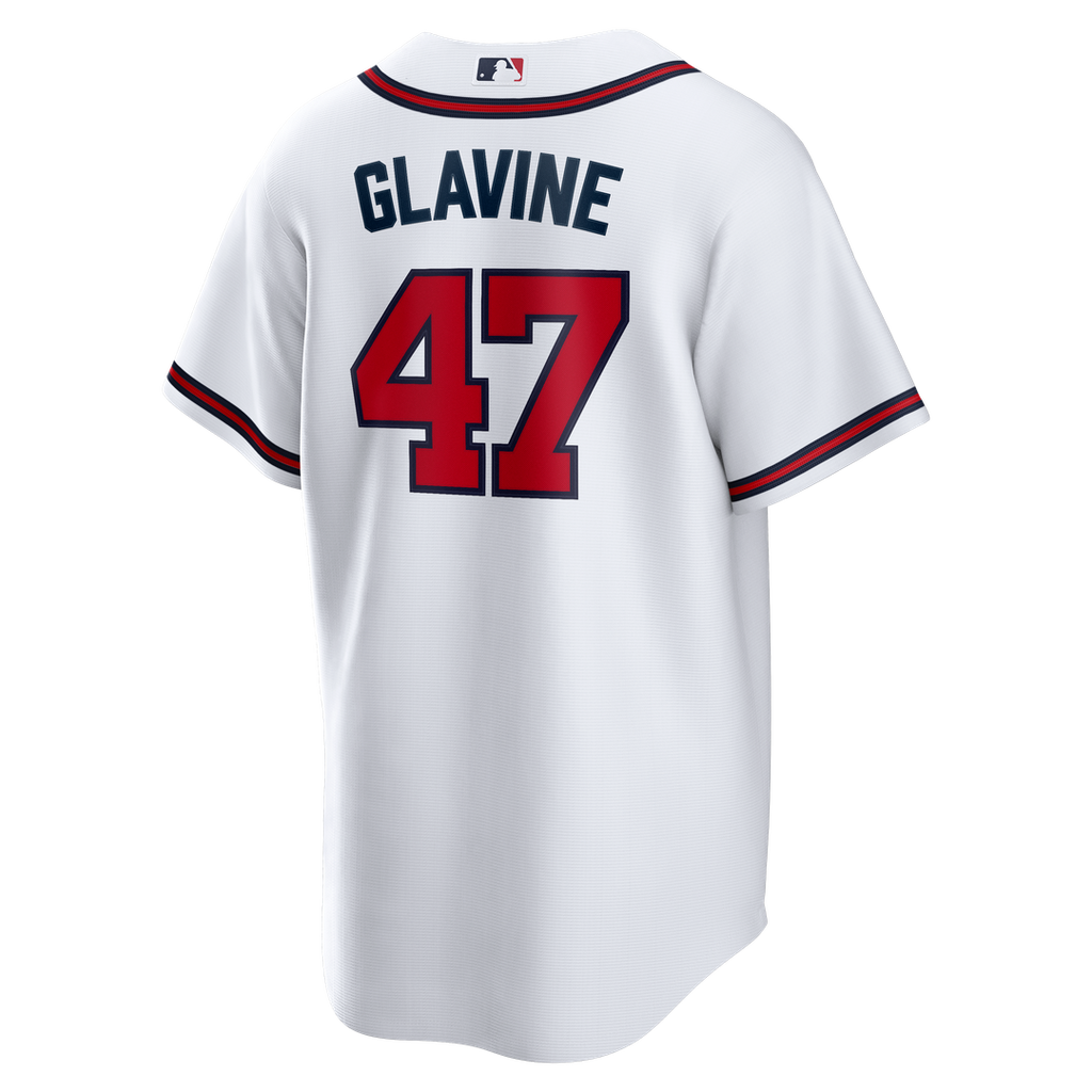 Men's Atlanta Braves Tom Glavine White Home Retired Player Replica Jersey