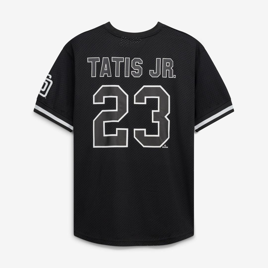 Men's San Diego Padres Fernando Tatis Jr. Black/White Big & Tall Heavyweight Mesh Jersey