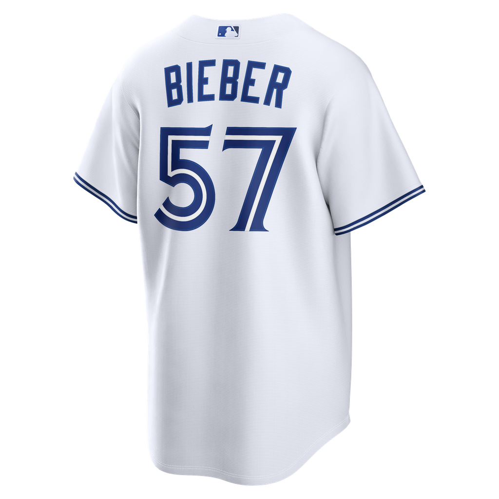 Men's Toronto Blue Jays Shane Bieber White Home Replica Jersey