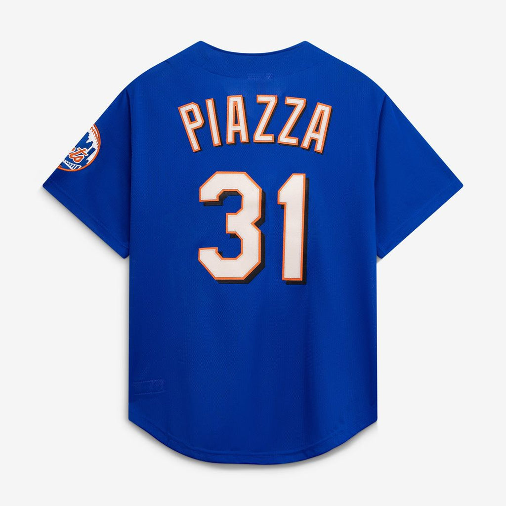 Men's New York Mets Mike Piazza Orange Mesh Batting Practice Button-Up Jersey