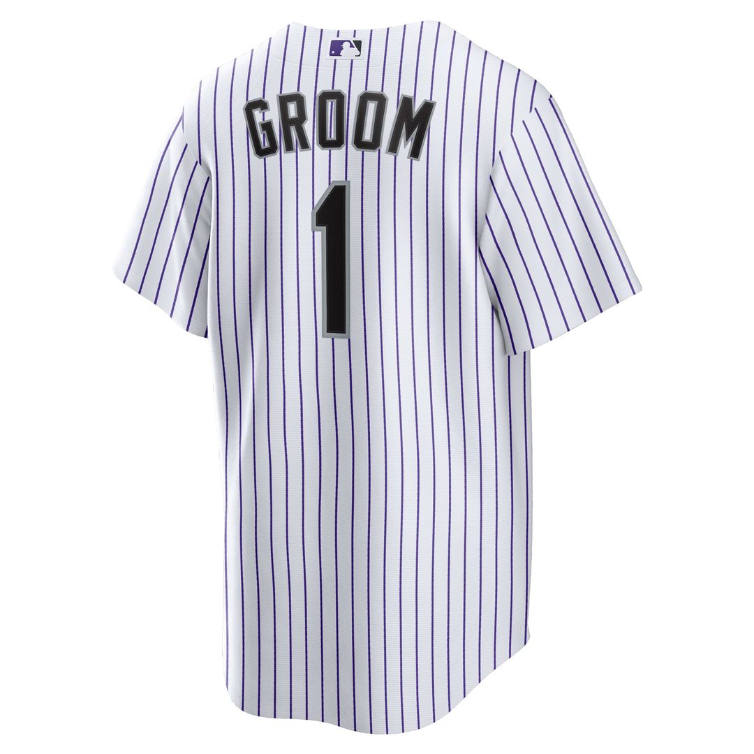 Men's Colorado Rockies White #1 Groom Home Replica Jersey