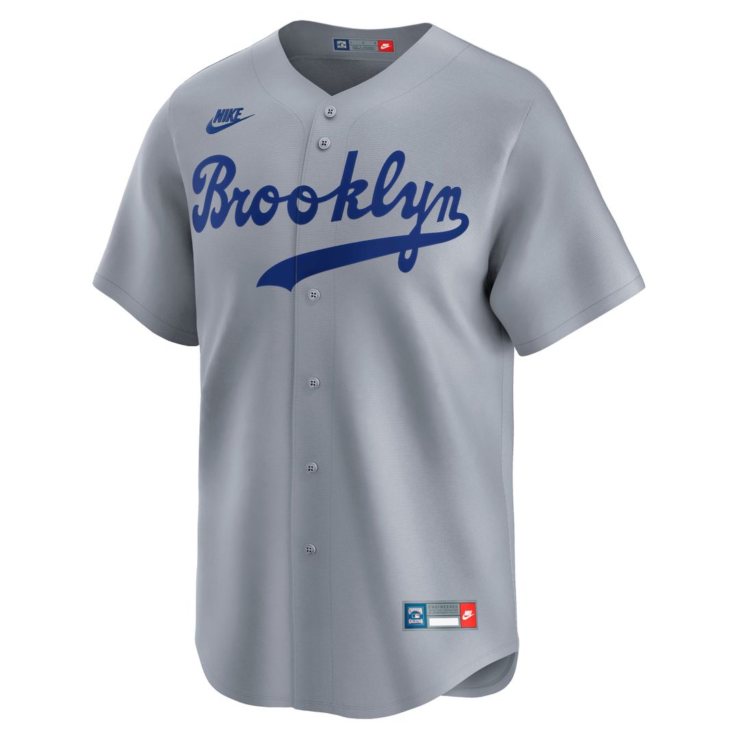 Men's Brooklyn Dodgers Jackie Robinson Gray Throwback Jersey
