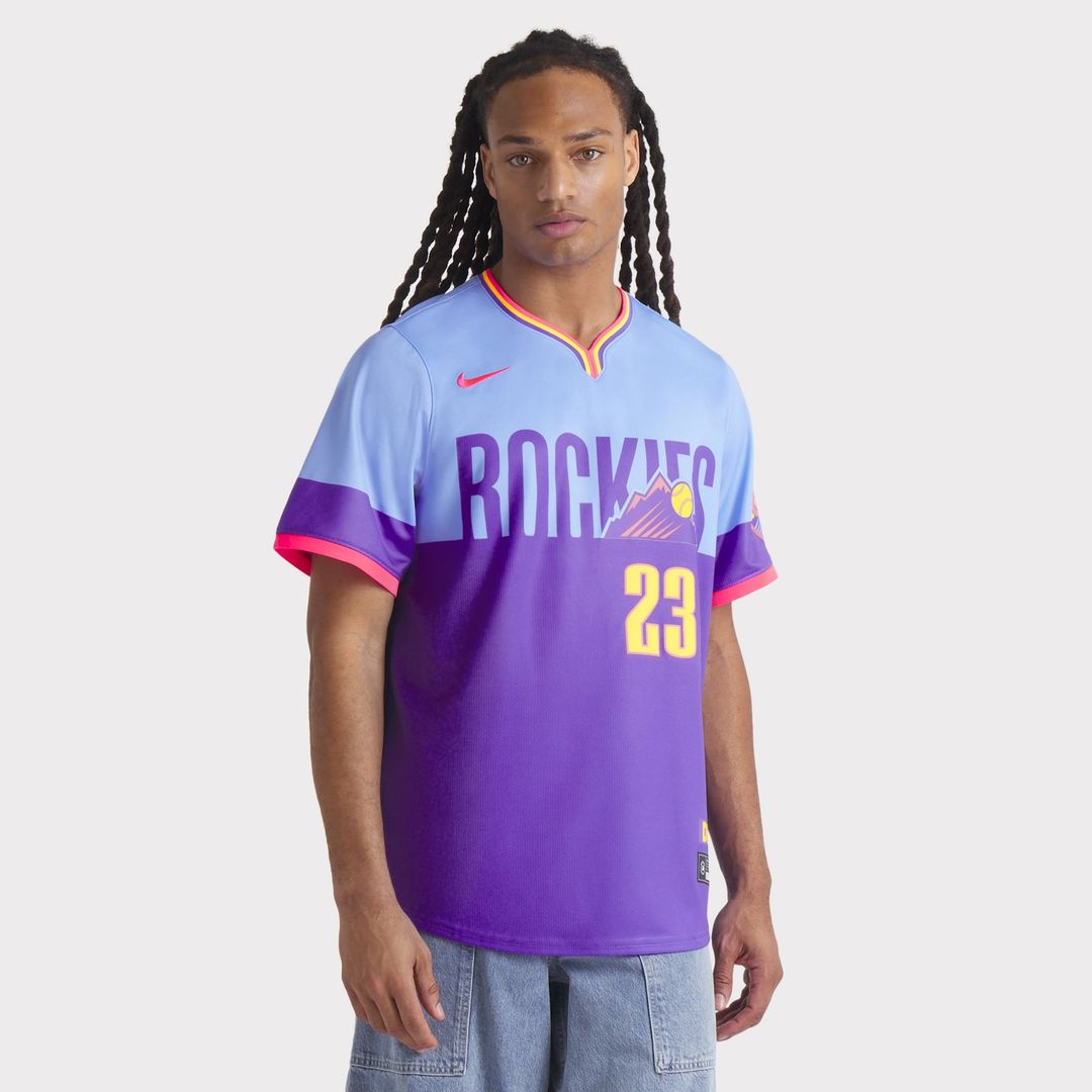 Men's Colorado Rockies Kris Bryant Purple/Light Blue 2025 City Connect Player Jersey