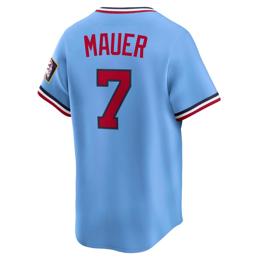 Men's Minnesota Twins Joe Mauer Light Blue Throwback Jersey