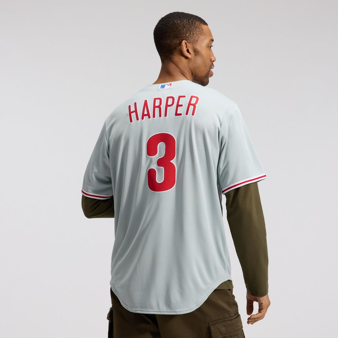 Men's Philadelphia Phillies Bryce Harper Gray Road Replica Jersey