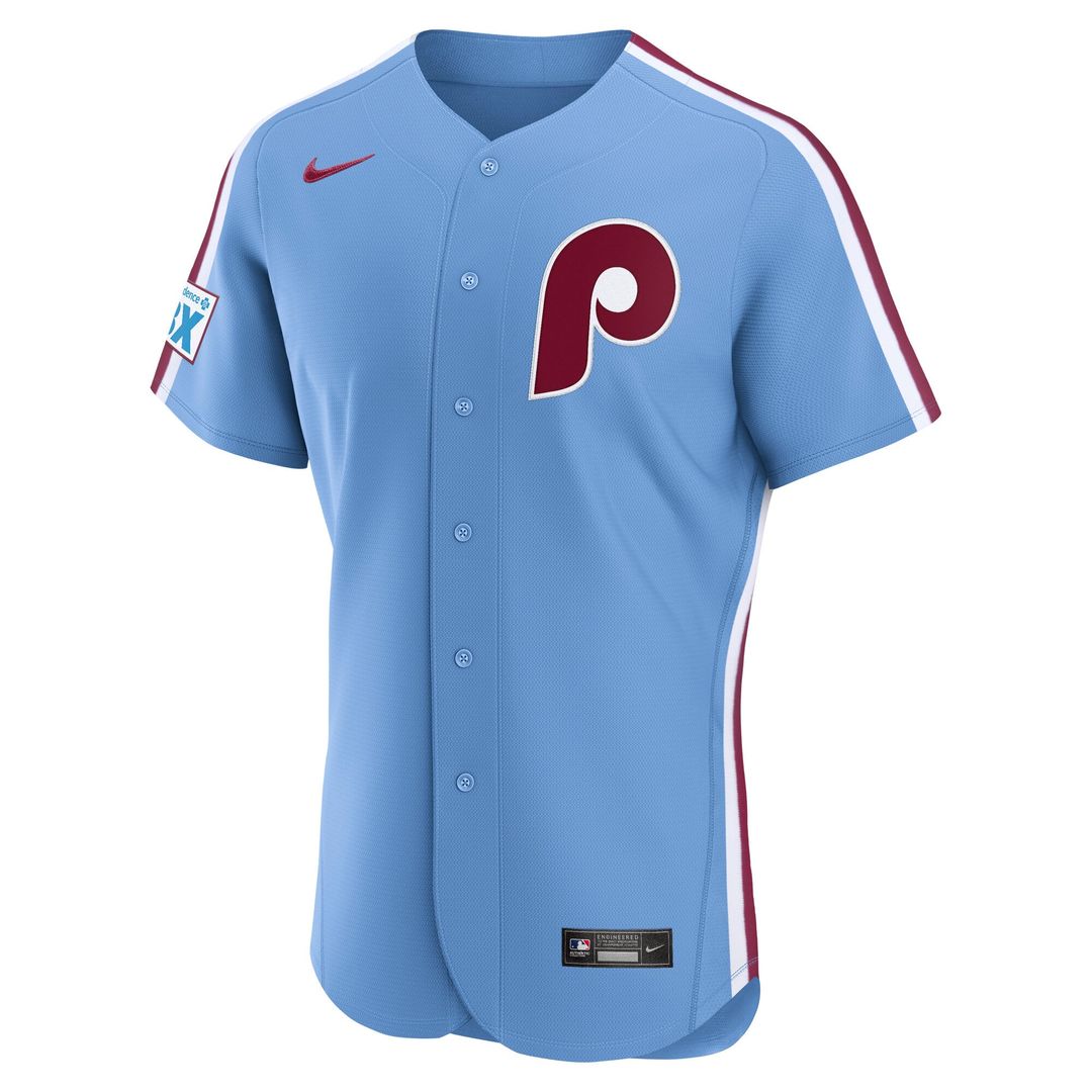 Men's Philadelphia Phillies Light Blue Alternate Sponsor Patch Jersey