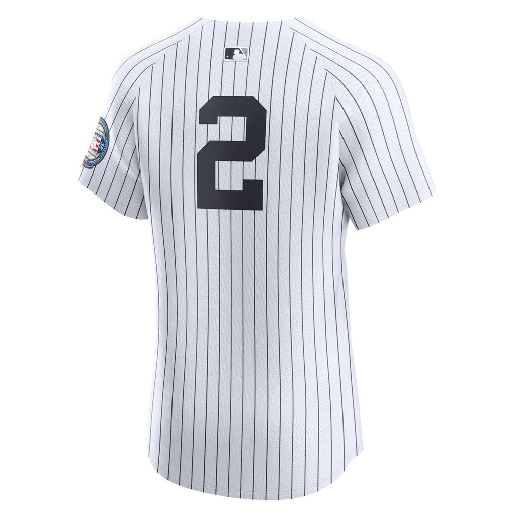 Men's New York Yankees Derek Jeter White Home 2020 Hall of Fame Induction Patch Elite Player Jersey