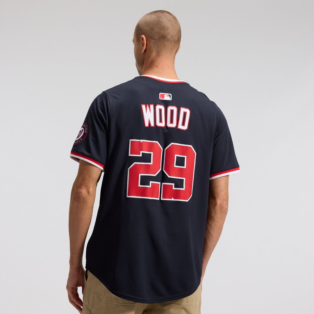 Men's Washington Nationals James Wood Navy Alternate Player Jersey