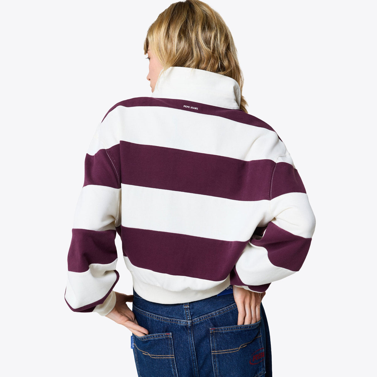 Oracle Red Bull Racing Pepe Jeans Racing Stipe Polo - Burgundy & White - Womens